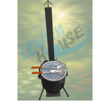 Казан узбекский 6л (круглое дно) и очаг «Стандарт» усиленный с дымоходом, диаметр 290мм