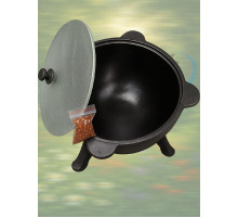 Казан узбекский чугунный 3,5л (плоское дно) с алюминиевой крышкой