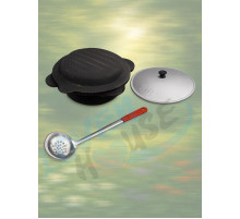 Казан узбекский чугунный 3,5л (плоское дно) с крышкой-сковородой