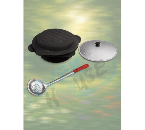 Казан узбекский чугунный 3,5л (плоское дно) с крышкой-сковородой