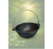 Казан узбекский чугунный 4,5л (плоское дно) с алюминиевой крышкой с подвесной ручкой